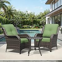Vista 24 de Joyside Silla mecedora giratoria para exteriores para patio, mecedora de mimbre para exteriores con cojines de tela de olefina adecuada para porche