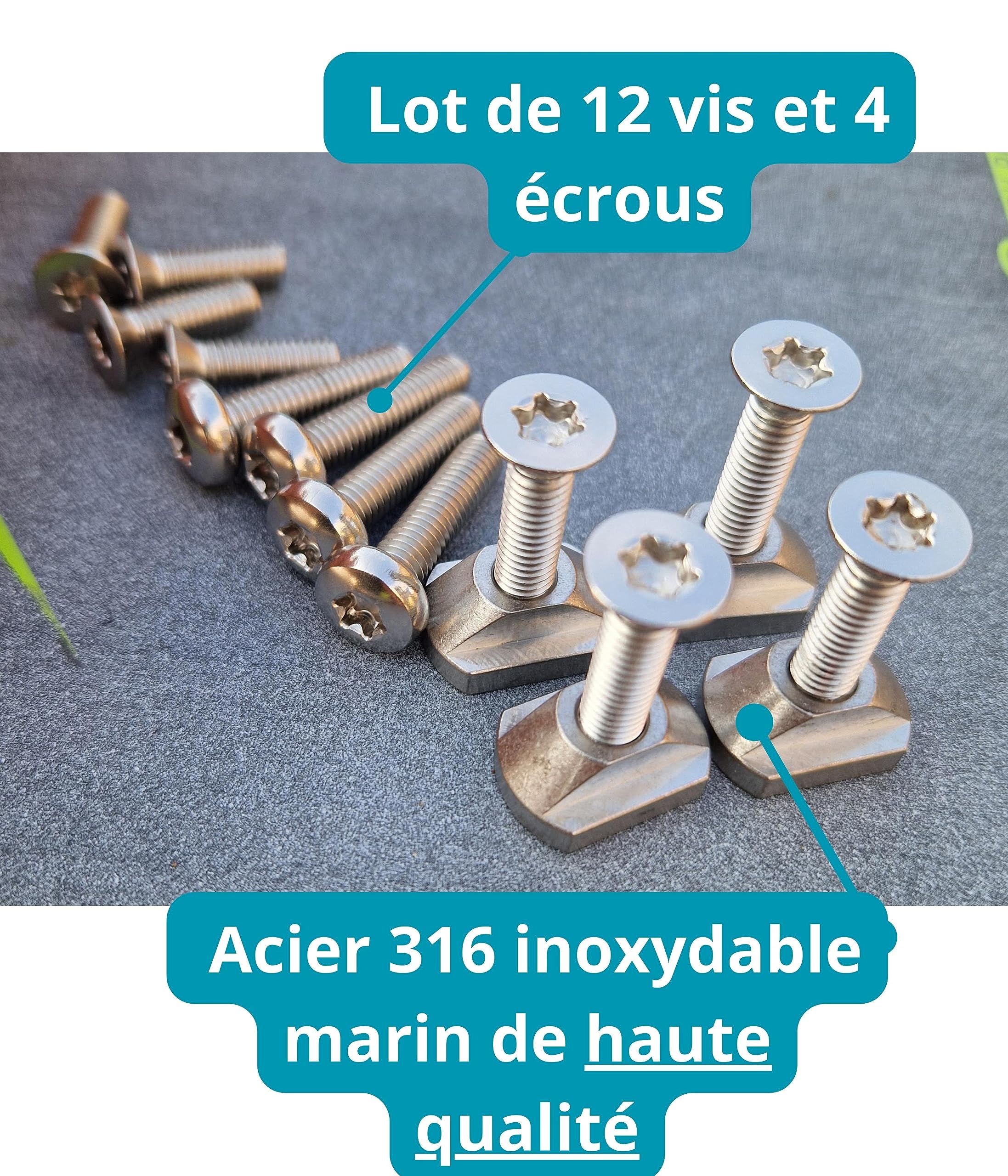 Écrous et vis Torx pour Wingfoil, Hydrofoil, Surfoil en Acier Inoxydable de qualité Marine