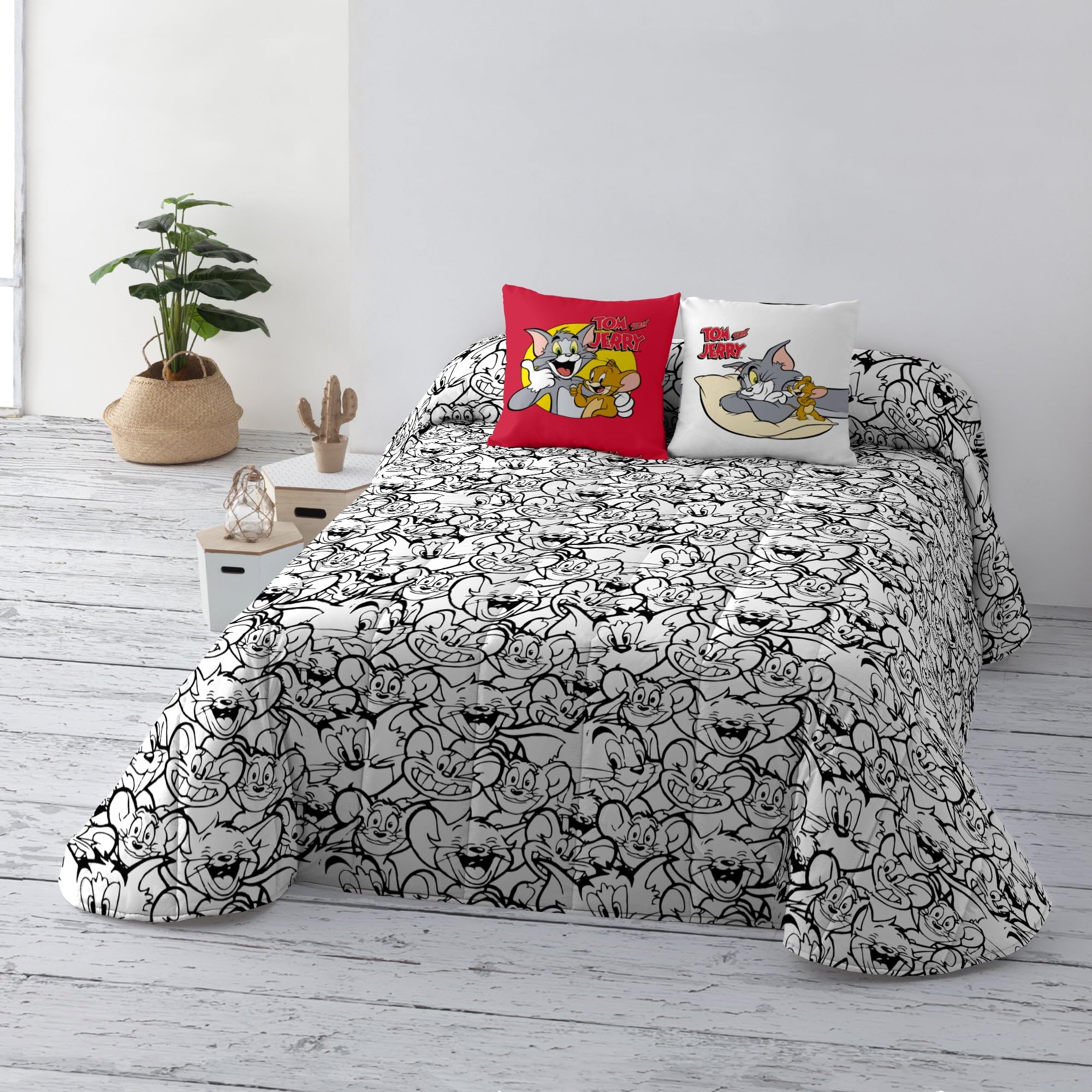 BELUM | Tom&Jerry Bouti Tom and Jerry BN, Organic Cotton Woven Bedspread and Comb for 150 Bed, Soft Bedspread, All Season Quilt