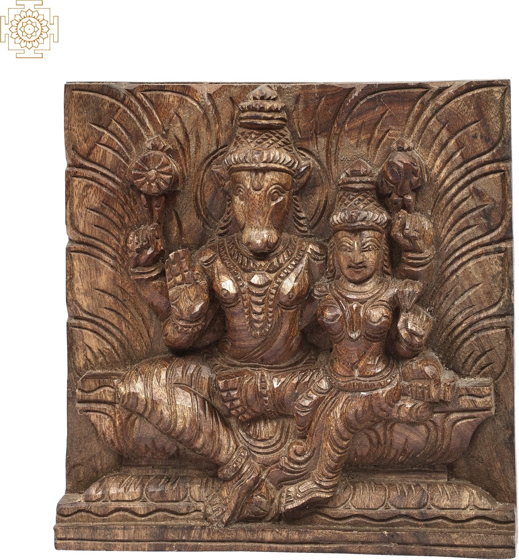 Exotic India Varaha Avatara of Vishnu with Bhudevi - Wood Statue