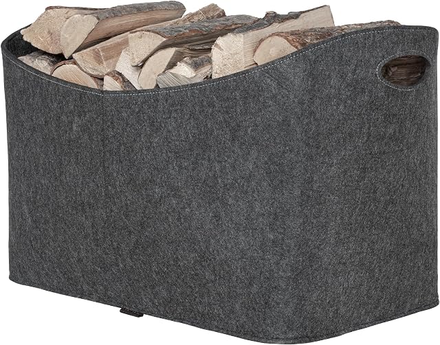 Rubberneck Duża torba na drewno kominkowe XXXL  filcowa torba do przechowywania drewna kominkowego, gazet  wymiary 63 x 40 x 42 cm (antracytowa)