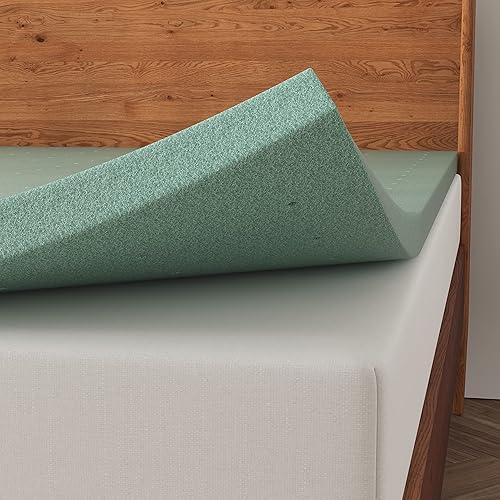 Miniatura 7 de NapQueen Cubrecolchón de espuma viscoelástica de té verde ventilado de 15 pulgadas verde elegante certificado CertiPUR-US tamaño matrimonial