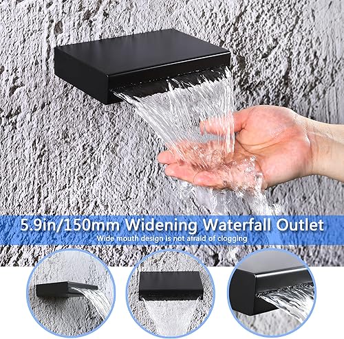 Miniatura 7 de Digital Shower System with Tub Spout 12 Inch Rain Shower Faucet Set Wall Mounted Bathroom Shower Combo Set 3 Function LCD Display Shower Valve Kit,