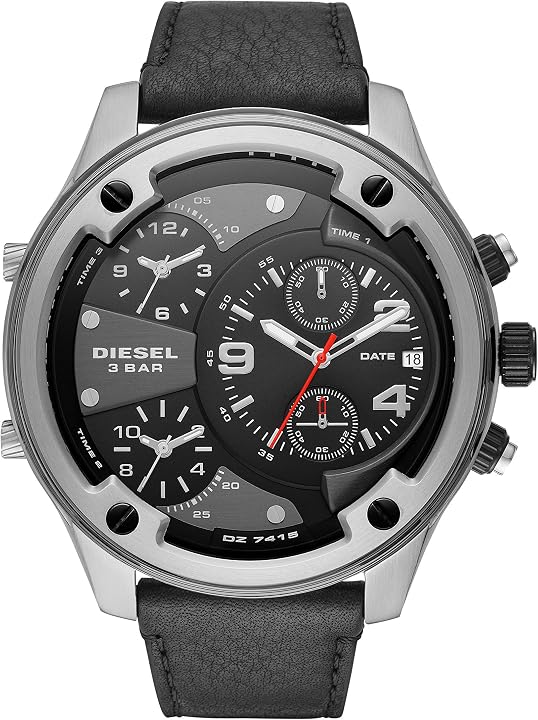 Diesel orologio cronografo uomo con cinturino in vera pelle e cassa in acciaio inossidabile DZ7415