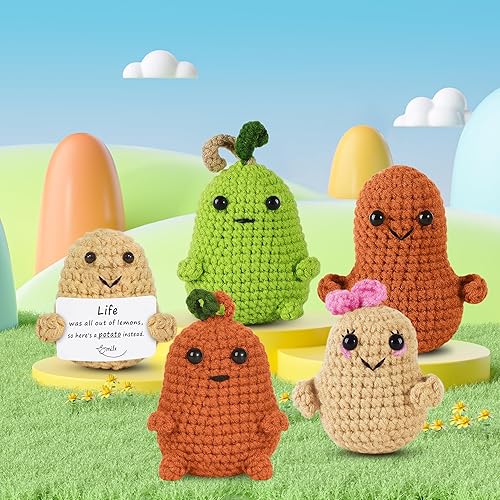 Miniatura 2 de takyu Kits de ganchillo de 5 patatas positivas, kit de ganchillo para principiantes, kits de tejido de bricolaje para niños y adultos, tutoriales en