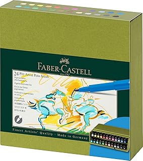 Faber-Castell Art & Graphic Pitt Artist Pen Brush India Ink Pen, Multicoloured, Studio Box Of 24, For Art, Craft, Drawing,...