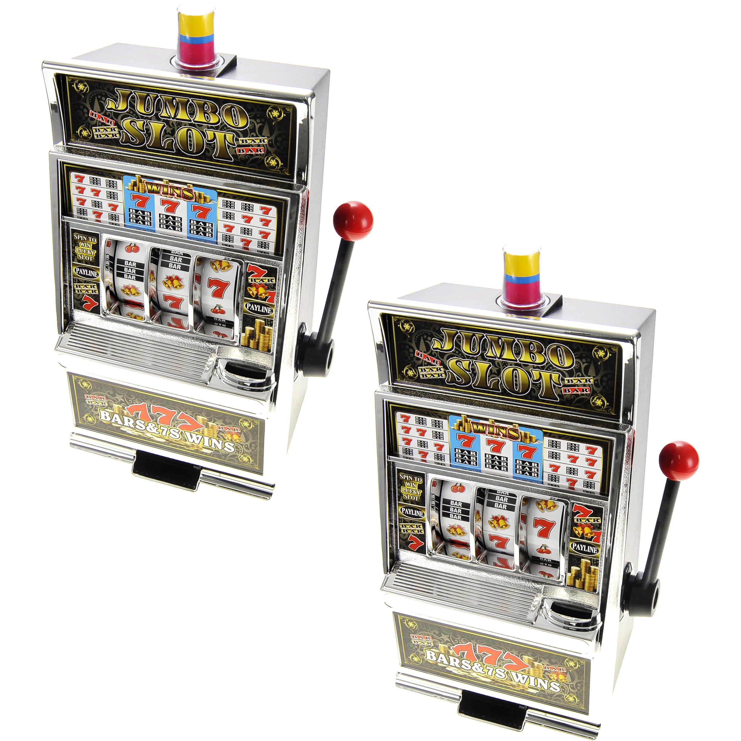 PowerTRC2 Pack Jumbo Slot Machine Coin Bank | Casino Toy Slots Piggy Bank | Flashing Lights and Jackpot Sounds