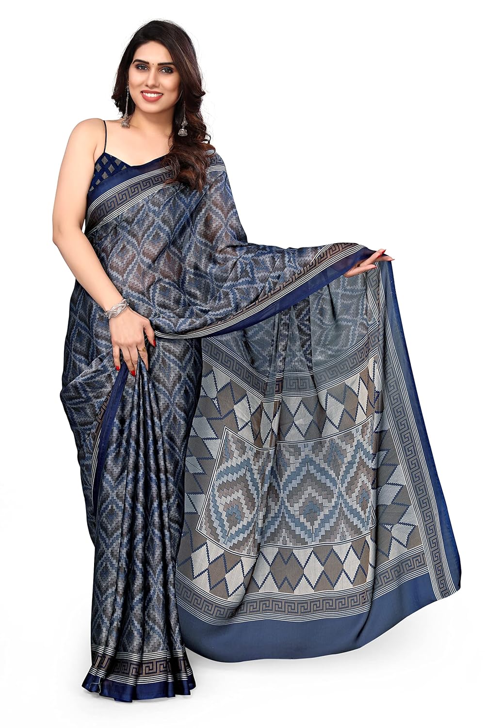MIRCHI FASHION Women’s Fancy Chiffon Herringbone Printed Saree with Blouse Piece MIRCHI FASHION Women’s Fancy Chiffon Herringbone Printed Saree with Blouse Piece