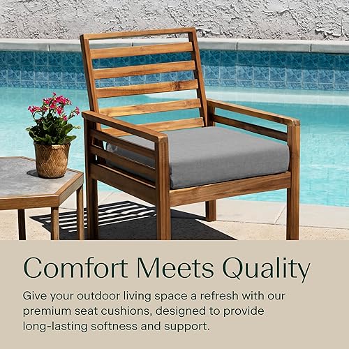 Miniatura 2 de Honeycomb Juego de 2 cojines de asiento para exteriores, 20 x 20 pulgadas, texturizados, color gris platino, cojines para sillas de comedor para