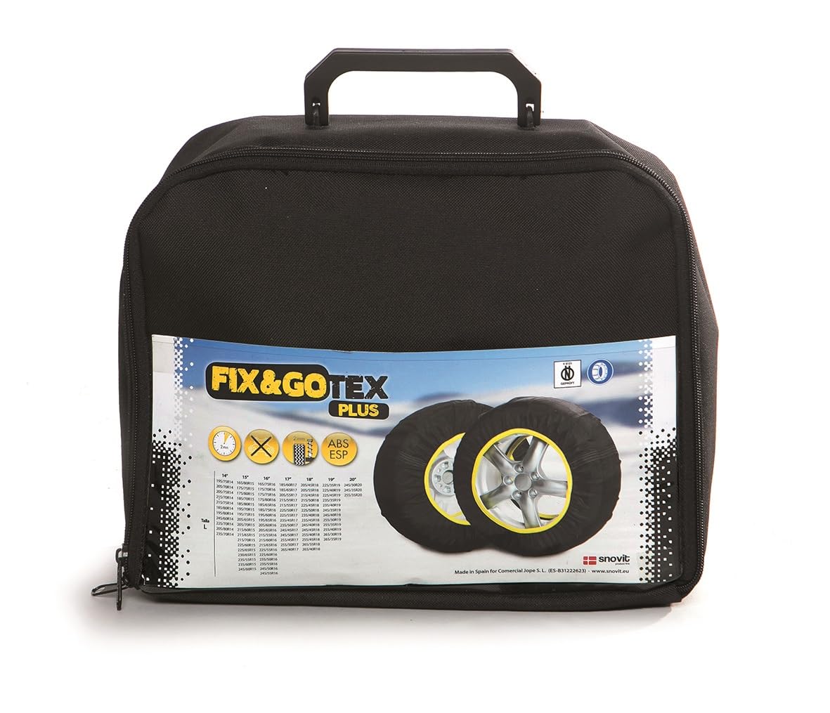 SNOVIT FIX&GO TEX PLUS Talla L - Cadena de nieve textil. Turismo, SUV, 4x4 y furgoneta. Certificación ZT EN-16662-1. Set 2 Uds.