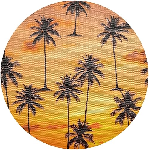 Palm Trees Silhouetted Orange Placemat, Non Slip Heat Protector Placemat for Kitchen one sizex1