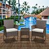 ASOWNSUN 3pcs Rattan Bistro Set Brown Garden Outdoor Rattan Furniture Patio Chairs Set of 2 and Table for Garden, Balcony, Pool, or Backyard Brown