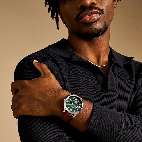 Miniatura 5 de Fossil Men's Townsman Automatic Stainless Steel and Leather Two-Hand Skeleton Watch