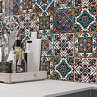 Vista 47 de Alwayspon Adhesivo para azulejos de pared moriscos, despegar y pegar, calcomanías de vinilo autoadhesivas para azulejos de cocina y baño, 6 x 6