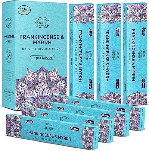 Raajsee Frank insense - Varillas de incienso (6.35 oz), 100 % puras, orgánicas y naturales enrolladas a mano, libres de productos químicos (paquete