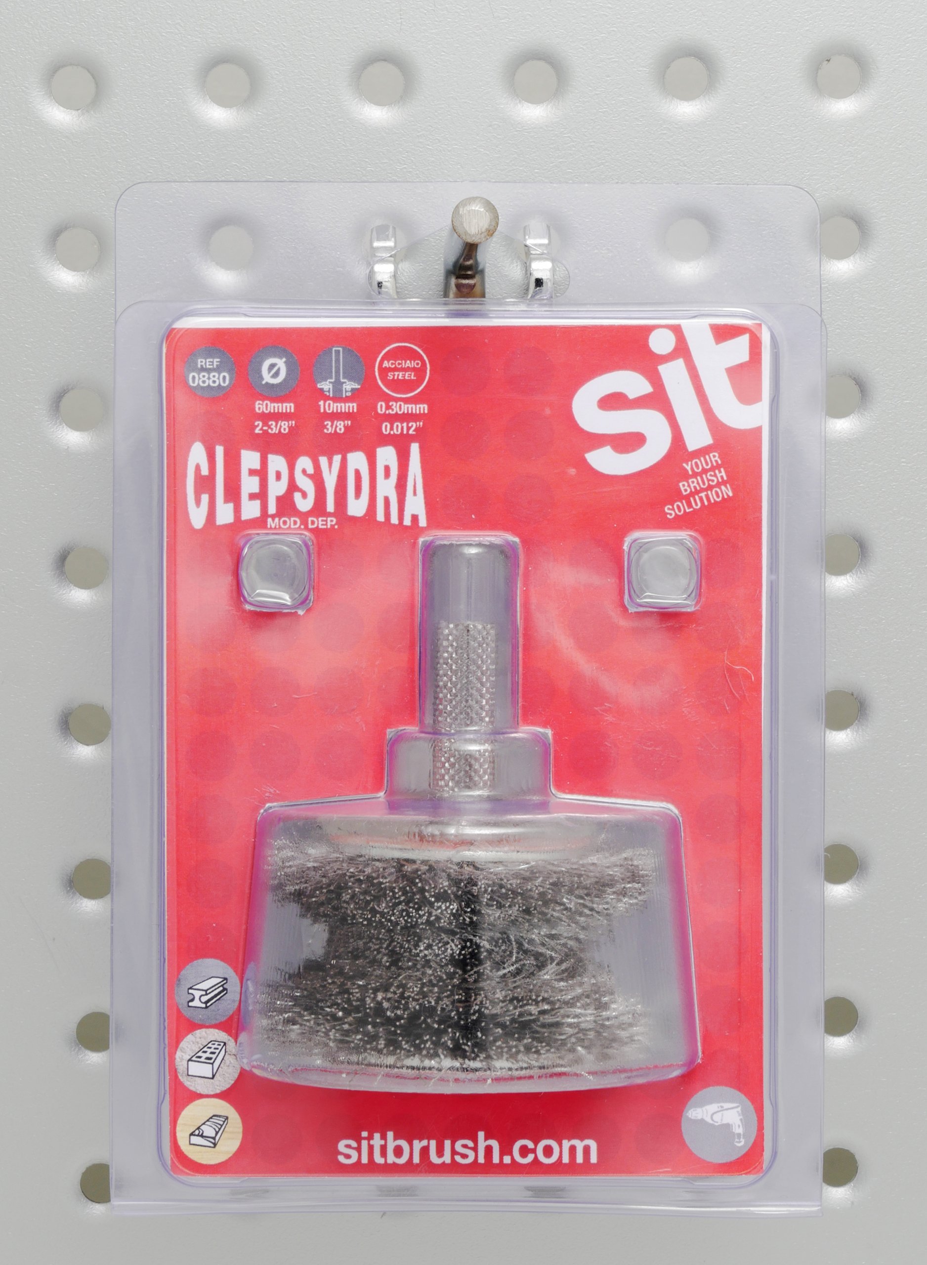 Brosse profilée pour perceuse en acier ondulé – Clepsydra en blister – Ø 60 – 40 mm