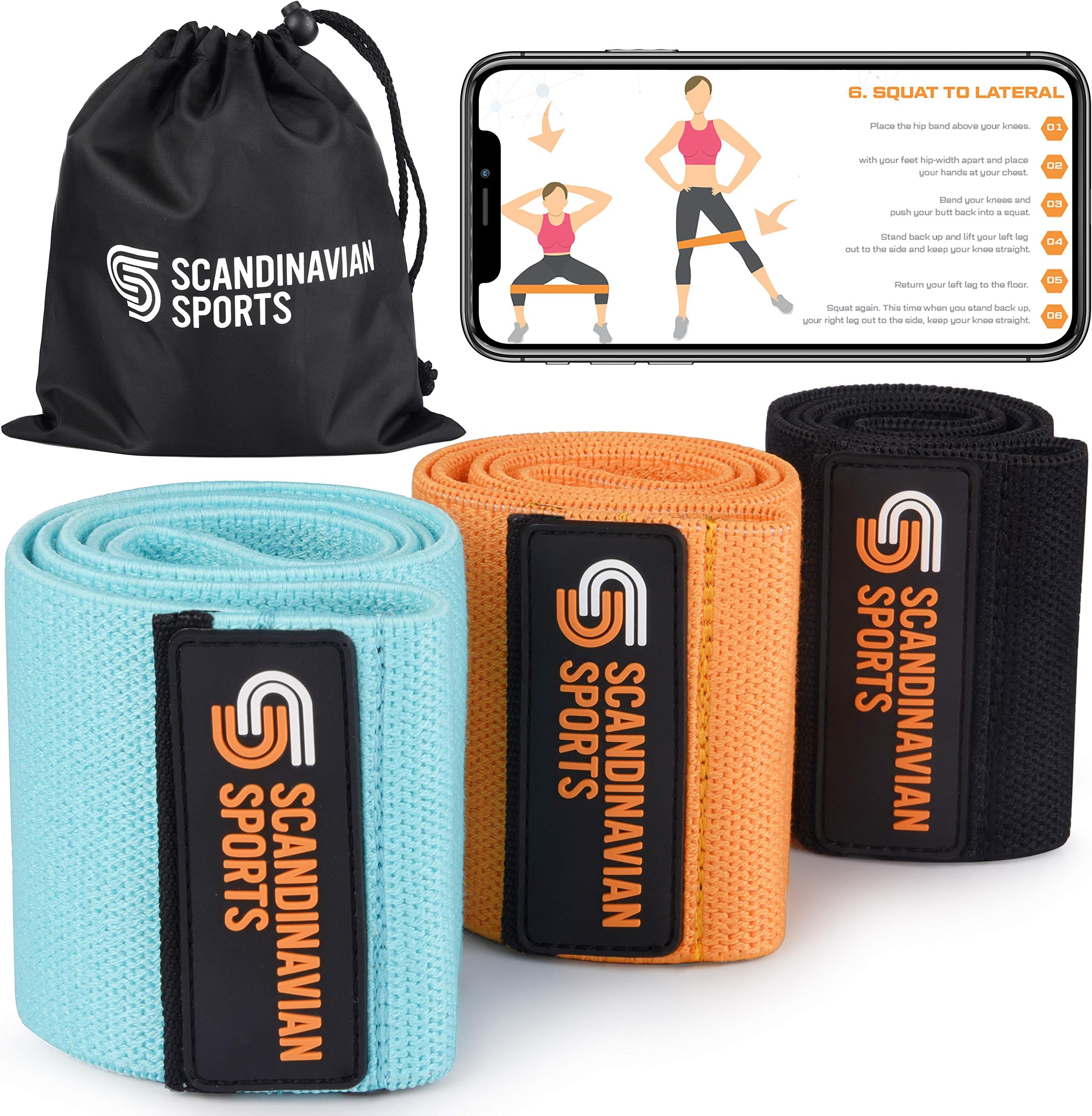 Booty Bands Resistance Bands for Legs and But - Peach Bands [3 Pack] Hip Workout Exercise Bands for Squats - Exercise E-Folder – Activate Glute & Thighs, Stretching & Warm up