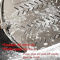 Vista 8 de Q Pizza Pala redonda de aluminio perforado de 12 x 14 pulgadas para pizza, dorado, aluminio, antiadherente, fácil de limpiar, adecuada para todas