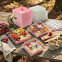 Vista 5 de Paquete de 50 cajas pequeñas transparentes para golosinas, cajas de postre para llevar, mini recipientes de papel desechables de 5 pulgadas