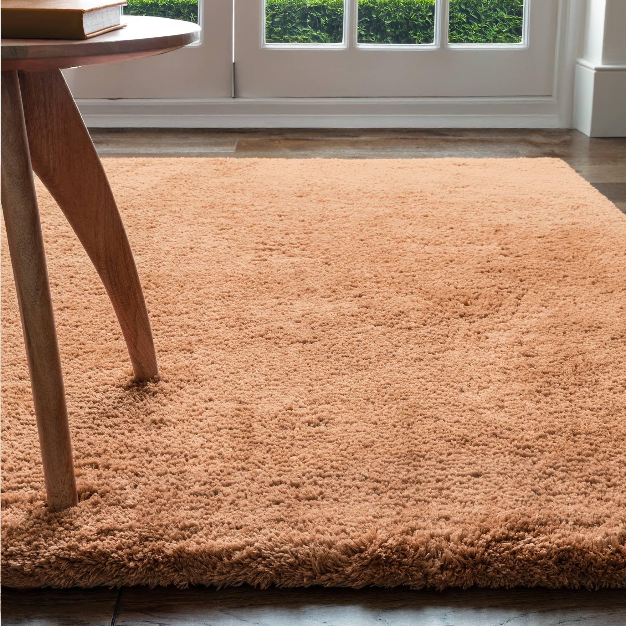 Lord of Rugs PureLux - Tappeto shaggy ultra morbido, spesso, per soggiorno e camera da letto, moderno, caldo e accogliente, in peluche, tufted a mano, in tinta unita, terracotta, 120 x 170 cm