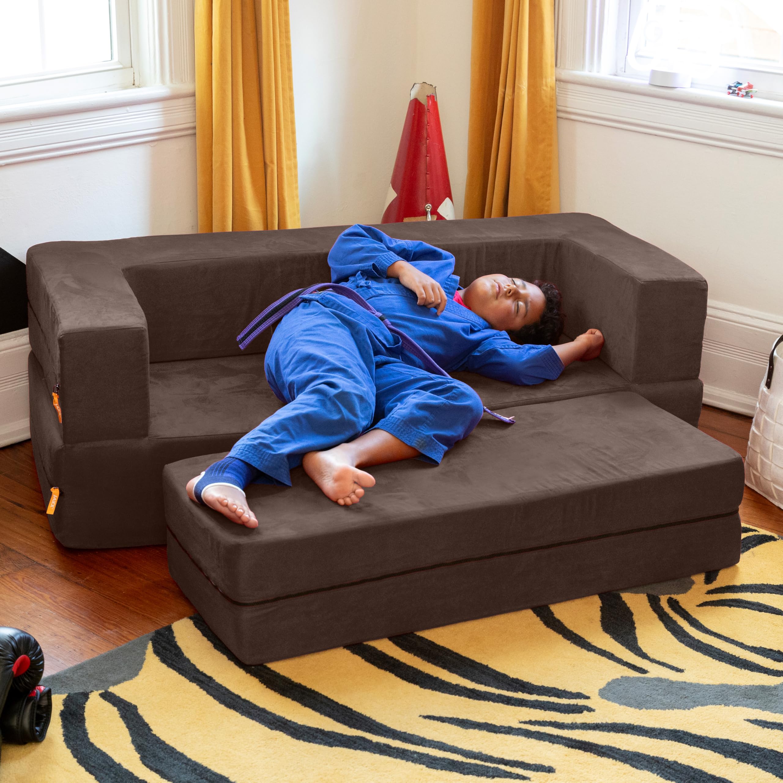 Amazon.com: Jaxx Zipline Kids Sofa & Large Ottoman, 3 in 1 Fold