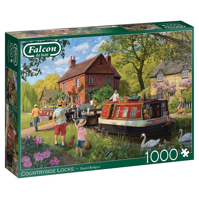 Jumbo -Falcon de Luxe Countryside Locks - Rompecabezas de 1000 Piezas - Ilustración de Daniel Rodgers