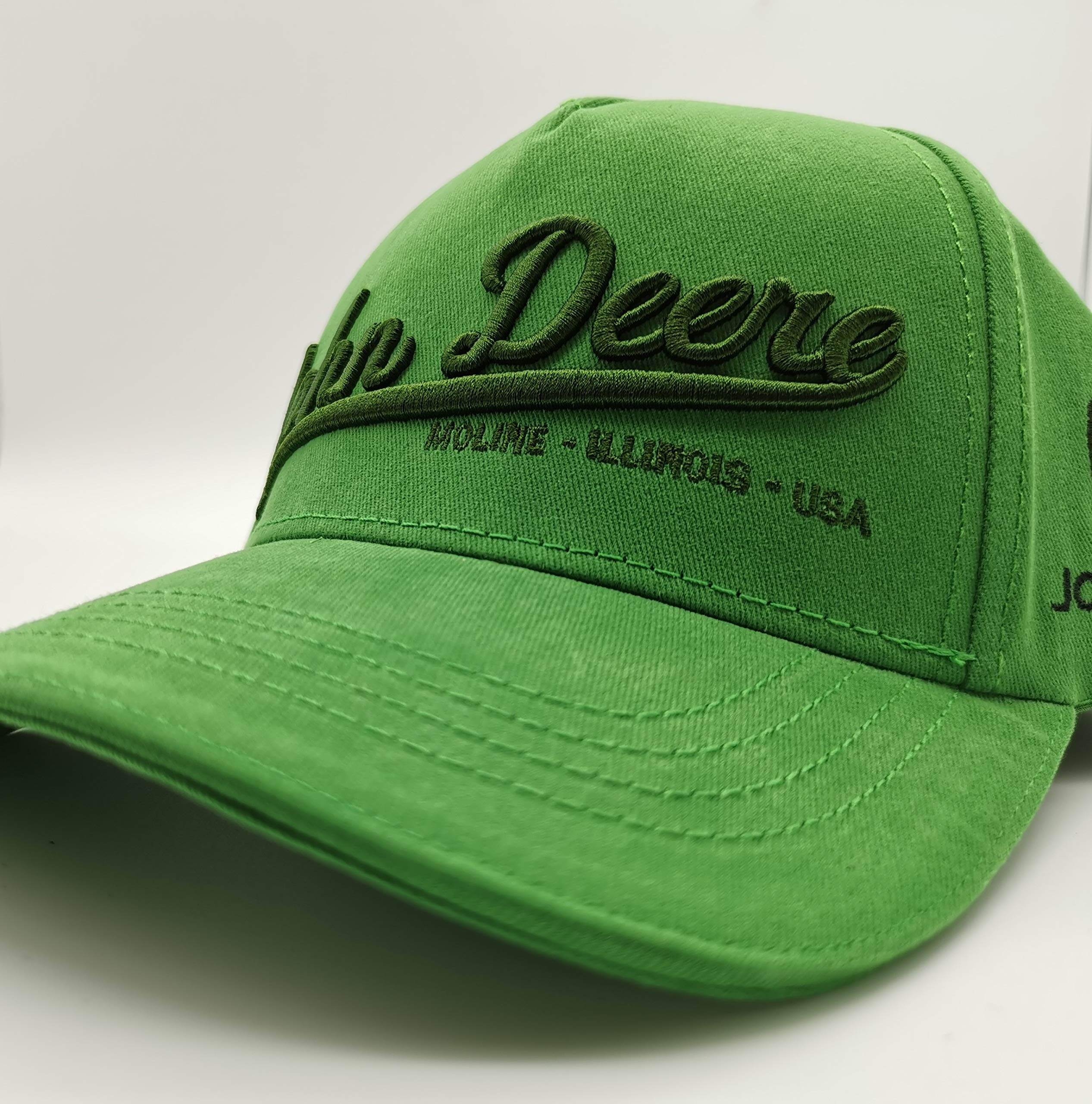 JOHN DEERE Basecap mit 3D-Schriftzug Grün - Einheitsgröße, Baumwolltwill, Silberne Schnalle