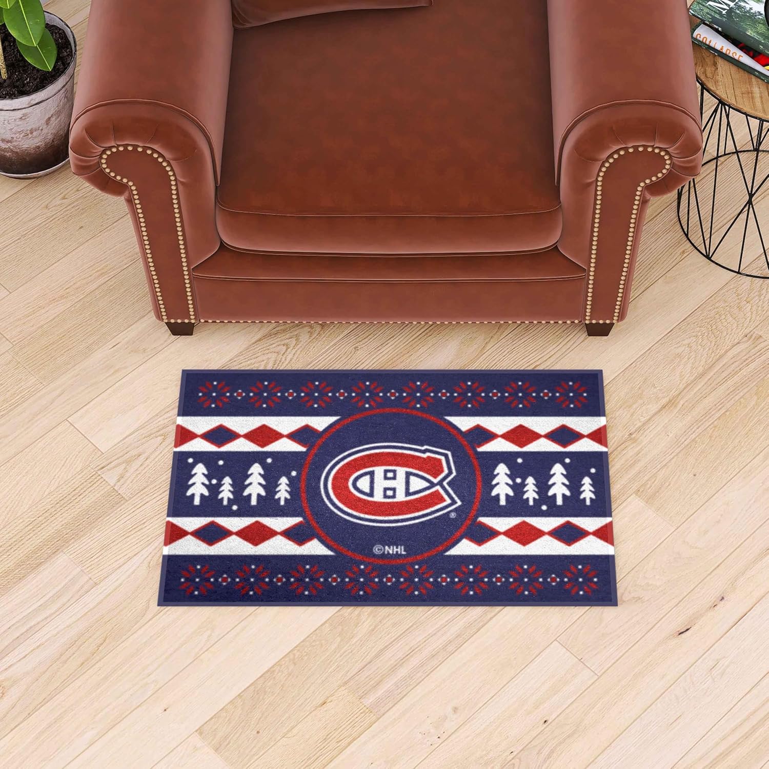 FANMATS 26859 NHL - Montreal Canadiens Holiday Sweater Starter Mat Accent Rug - 19in. x 30in. | Sports Fan Home Decor Rug and Tailgating Mat