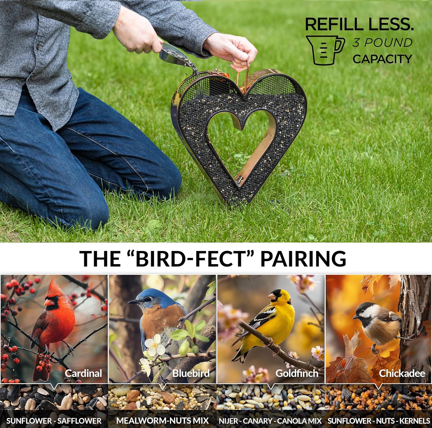 Good Directions Copper Heart Mesh Bird Feeder