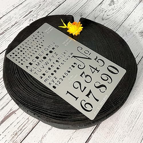 Miniatura 6 de Aleks Melnyk No.422 Plantilla de metal, letras minúsculas, normografo, pirografía, quema de madera, 1 unidad, plantilla, grabado de madera y