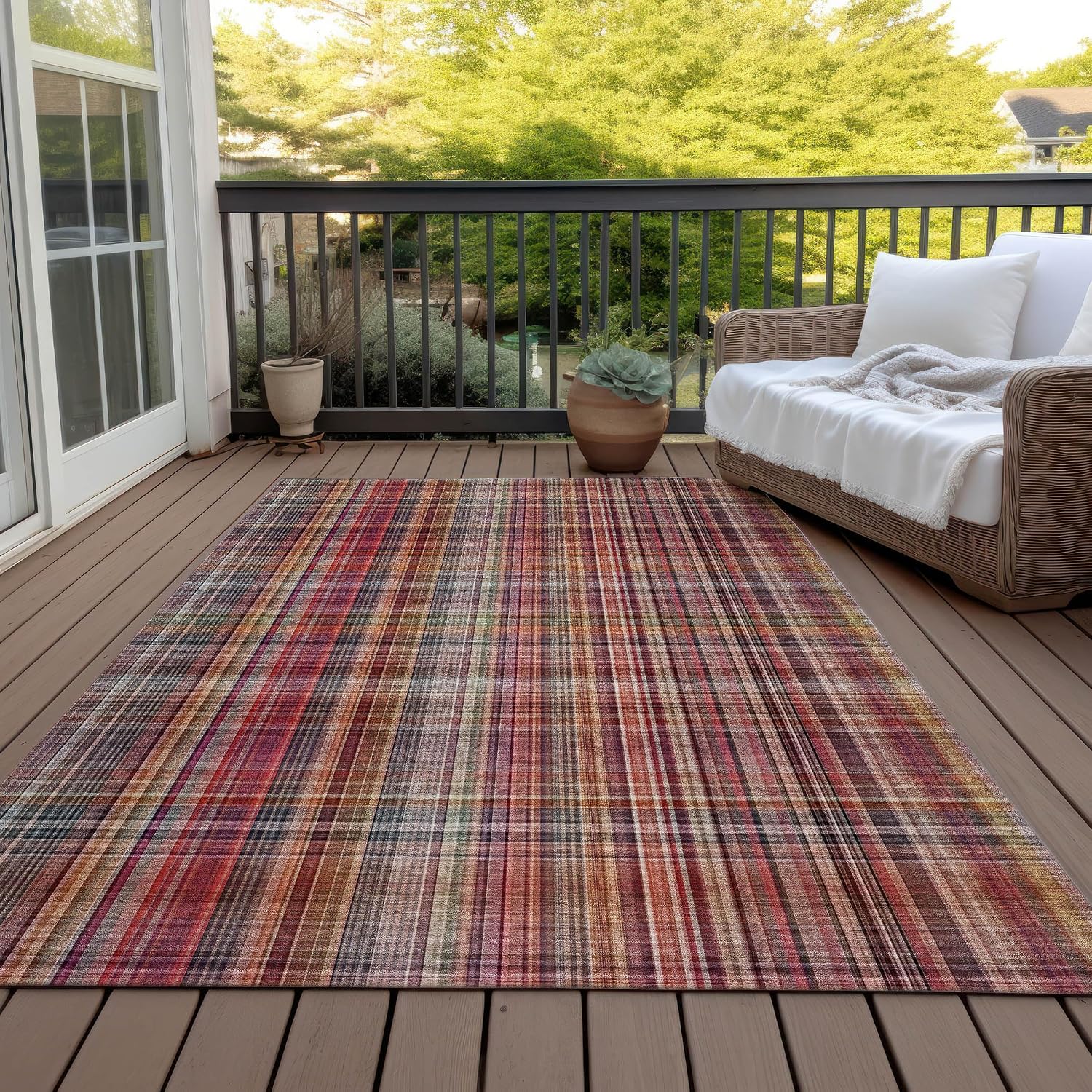 Addison Rugs Chantille ACN541 Red 10' x 14 Indoor Outdoor Area Rug, Stain Resistant, Machine Washable, Non Shedding, Bedroom, Living Room, Dining Room, Kitchen Rug