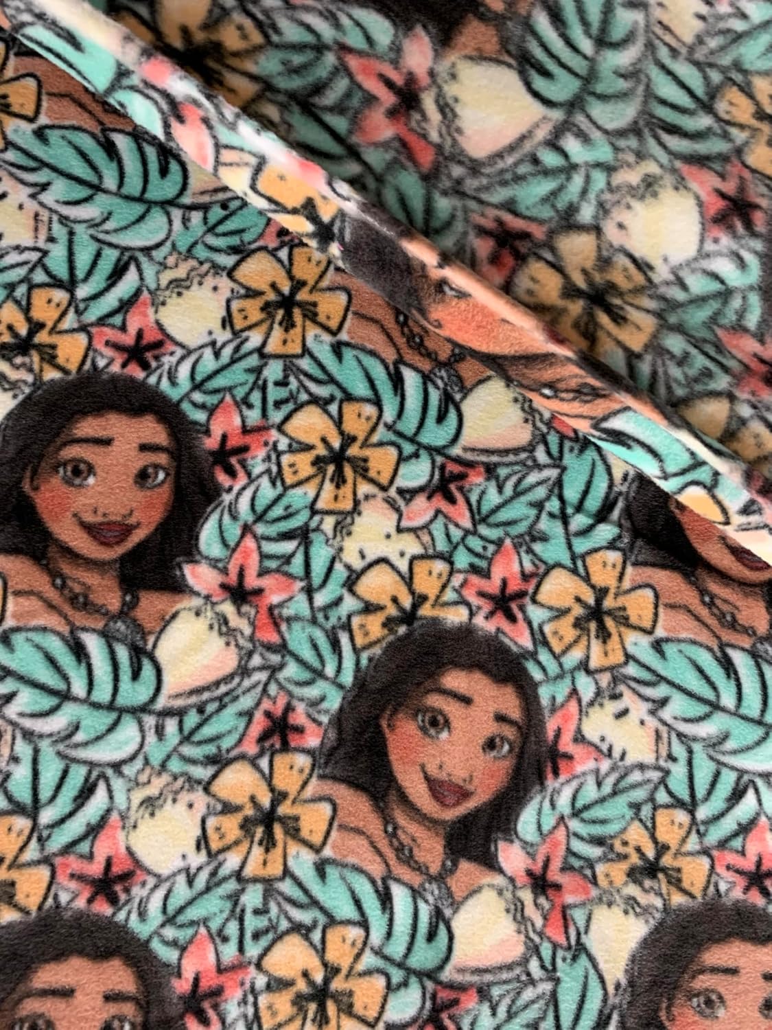 Moana Island Vibes Fleece Fabric-Fleece Disney Princesses Moana/Sold by The Yard / 58" Wide/Perfect for Blanket, Bed Spread
