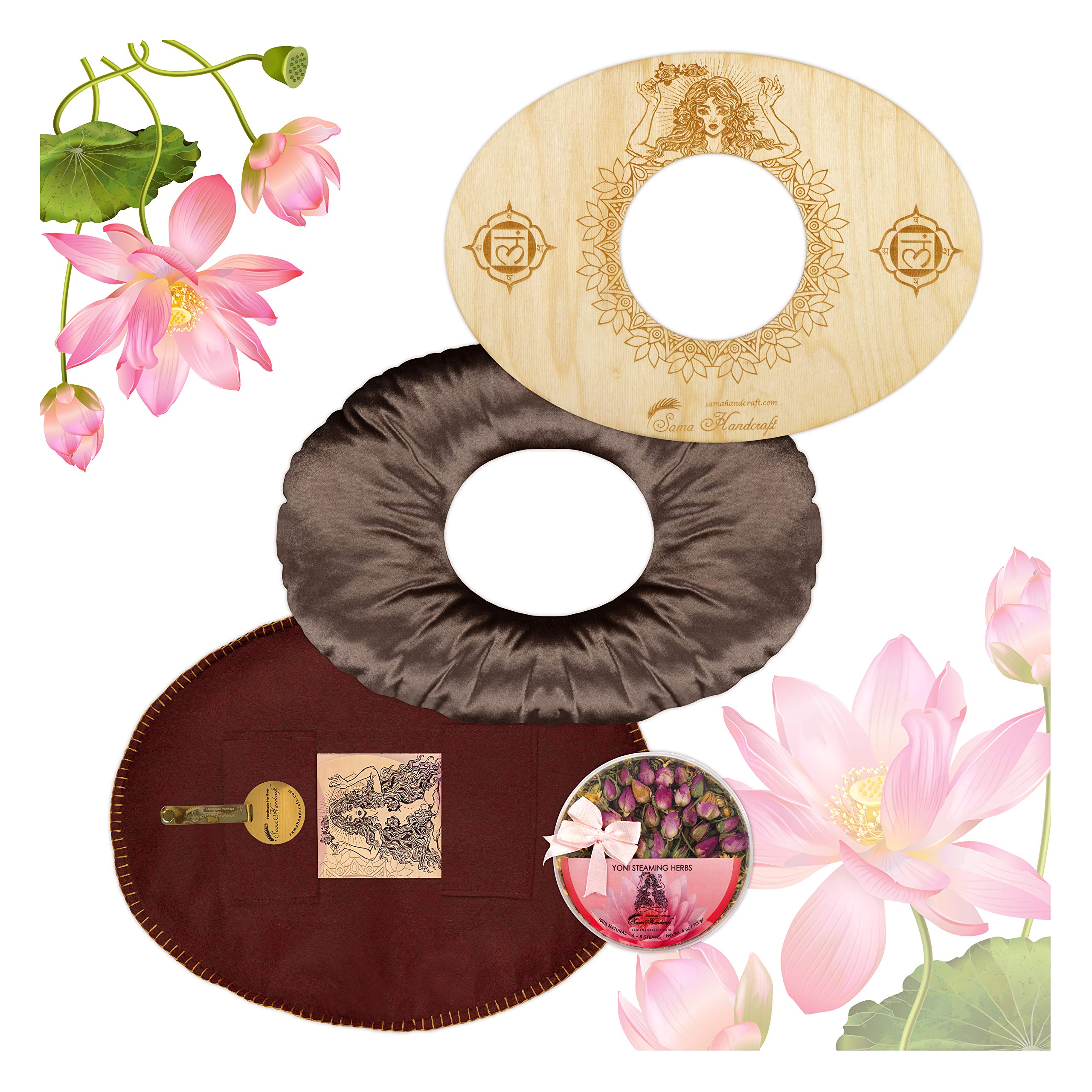 Buy Sama Handcraft Yoni Seat with Cushion and Herbs (4oz) in a Luxury