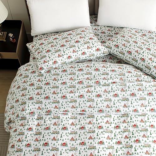 Miniatura 8 de Elegant Comfort Ultra Soft 4-Piece 100% Turkish Cotton Flannel Sheet Set - Holiday Christmas Flannel Sheets, Warm and Cozy Premium Quality, Deep