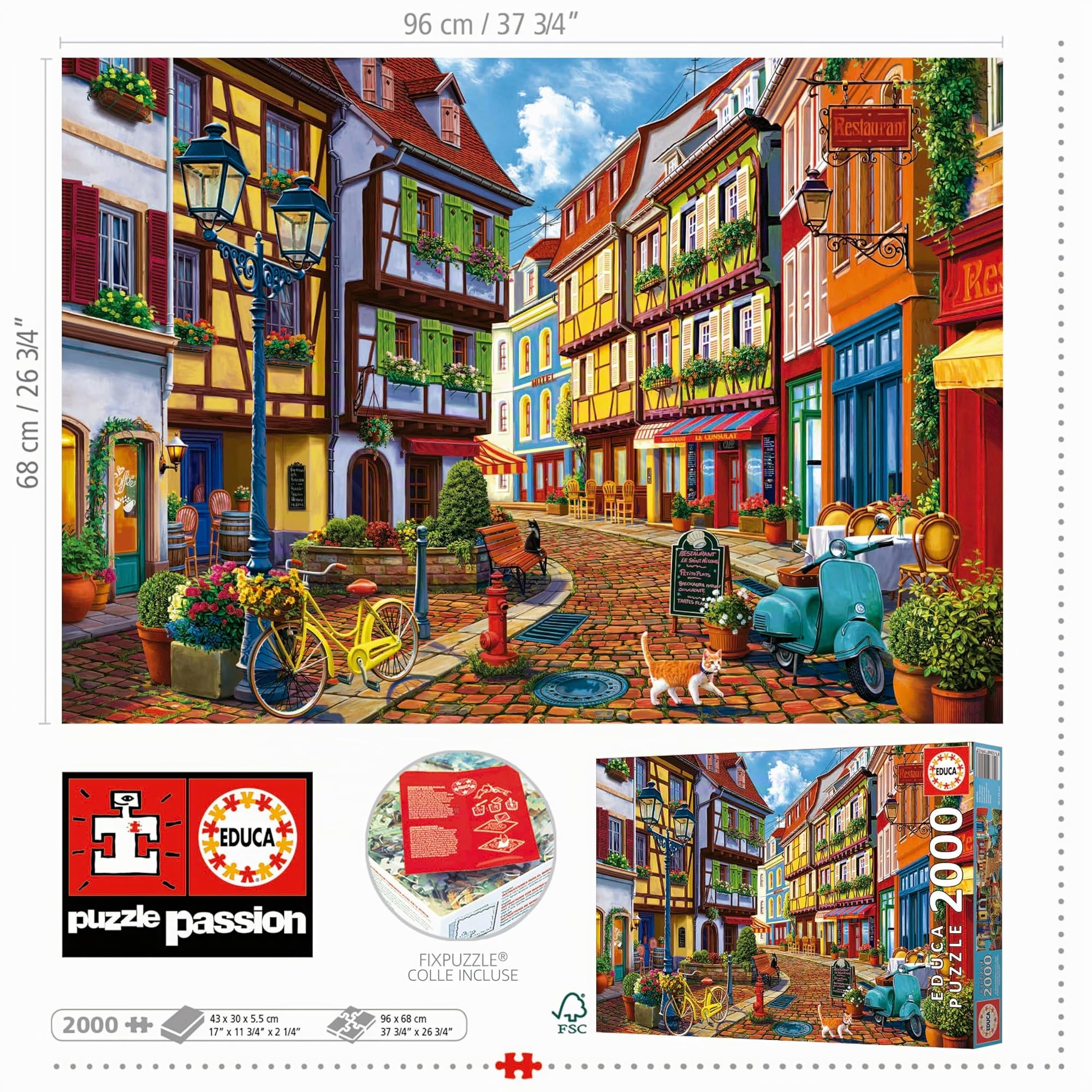 Educa - Puzzle de 2000 pièces pour Adultes | Rue Radieuse. Mesure: 96 x 68 cm À partir de 14 Ans (19945)