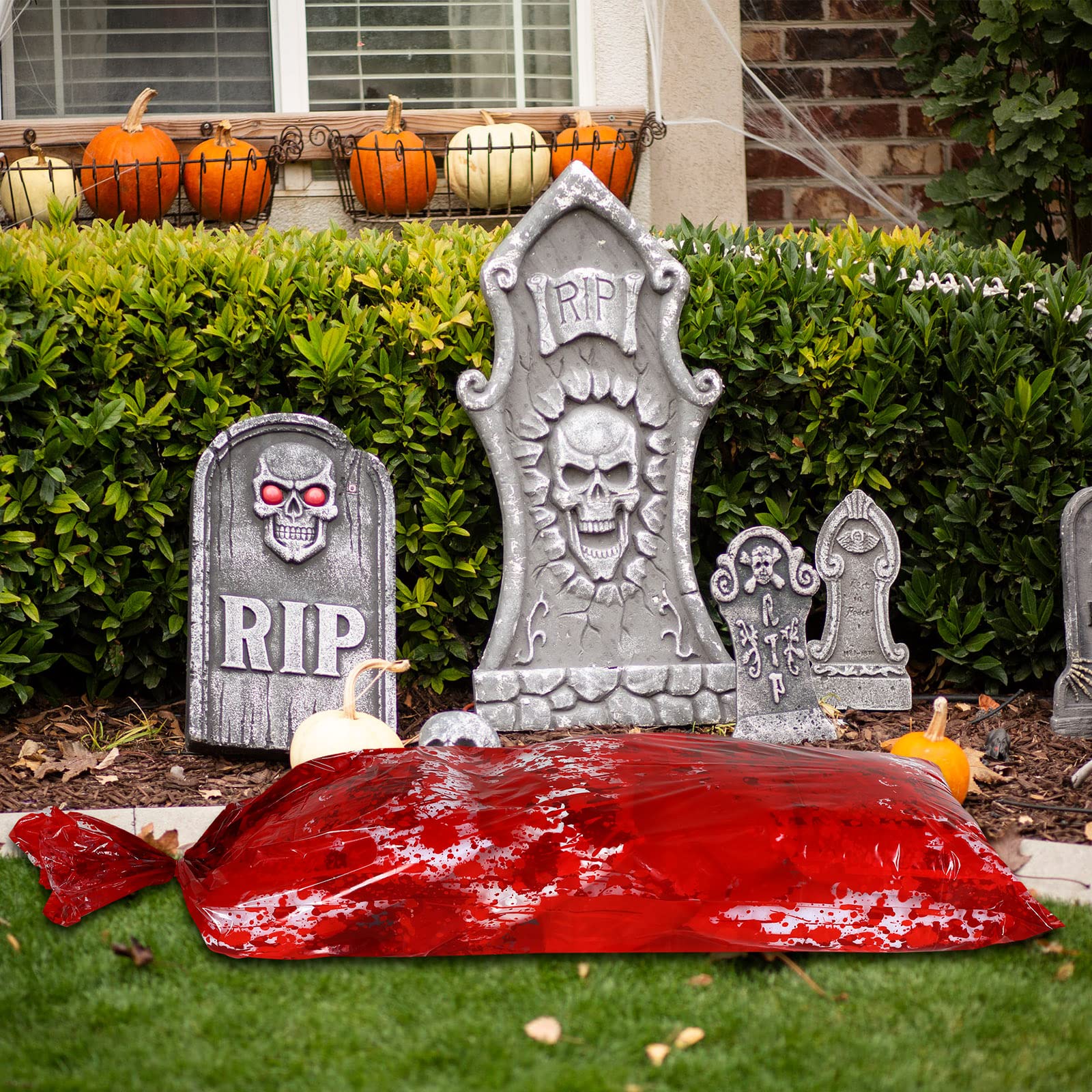 4 sztuki przerażająca krwawa torba na Halloween sztuczna torba na ciało dekoracje na zewnątrz wisząca krwawa torba rekwizyt do domu przerażający (czerwony, jasny styl)