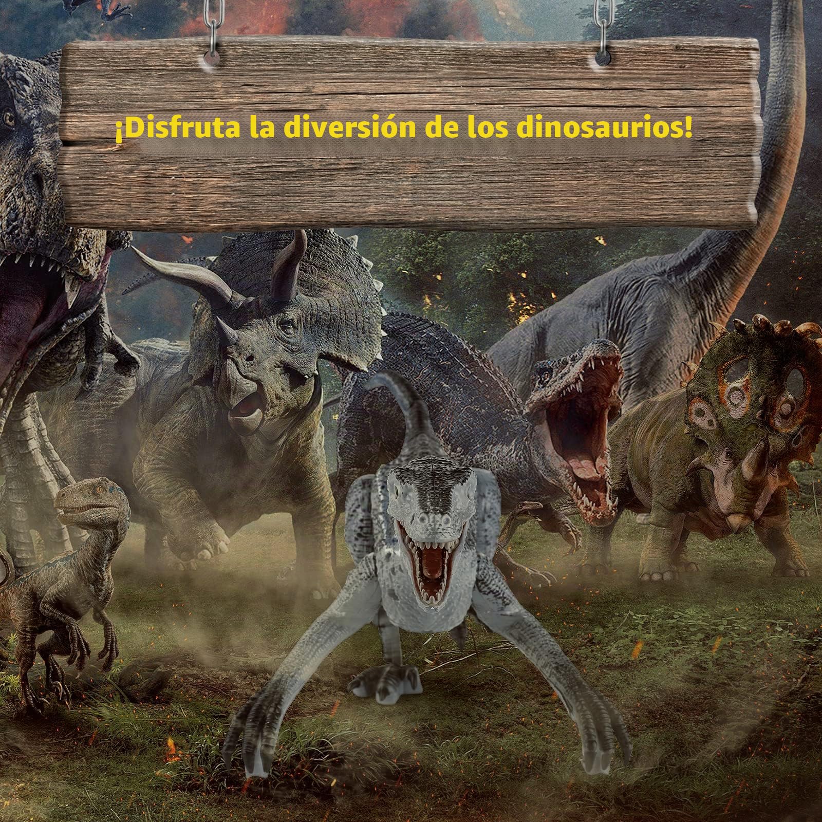 Dinosaurio Teledirigido, Dinosaurio Juguete para Niños, Dino Robots a Control Remoto con Luces LED y Sonidos, Juguete Teledirigido para Niños de 3 4 5 6 7 8 Años, Navidad