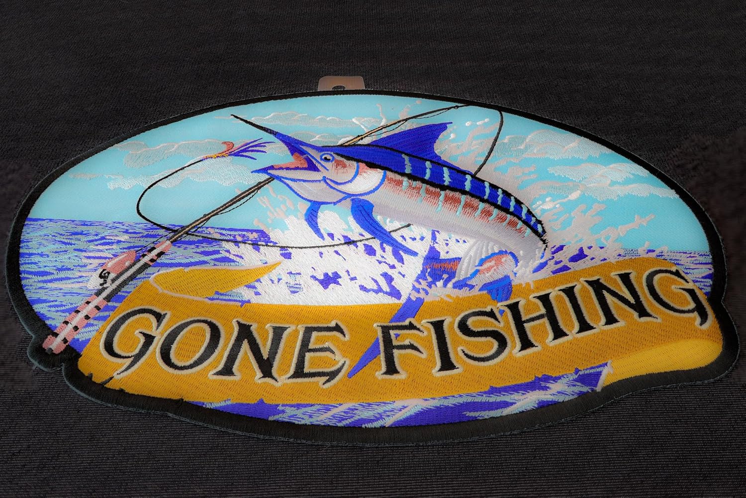 Gone Fishing Marlin Patch, Large Animal Patches for Jackets (PL7103)