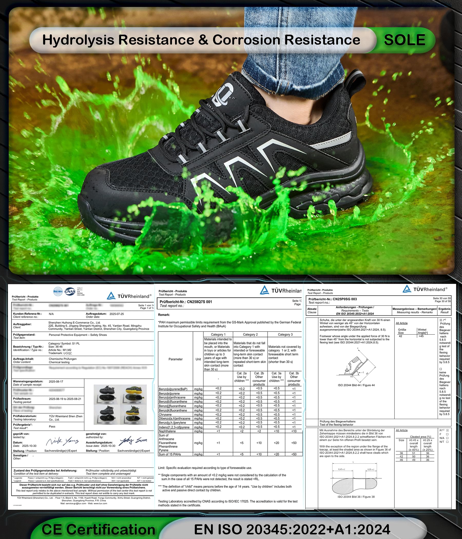 S1 Zapatos de Seguridad para Hombre EN ISO 20345 ESD Antiestáticos Zapatillas de Trabajo Mujer Ligeros,Antideslizantes, Puntera de Acero Calzado de Trabajo Tenis Transpirables