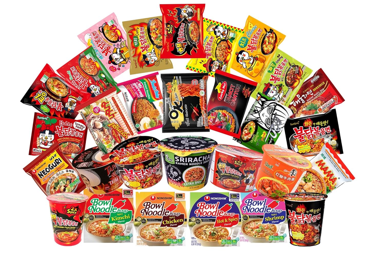 Spicy Ramen Variety Pack of 10 Instant Noodles such as