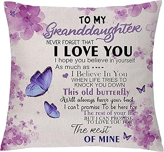 aligarian Granddaughter Hug Cushion Cover Birthday Gift Butterfly Cute Throw Pillow Case 12x20'' Linen Pillowcases Encouraging Graduation Present Inspirational 18x18‘’ Pillow Cover Christmas (STYLE2)
