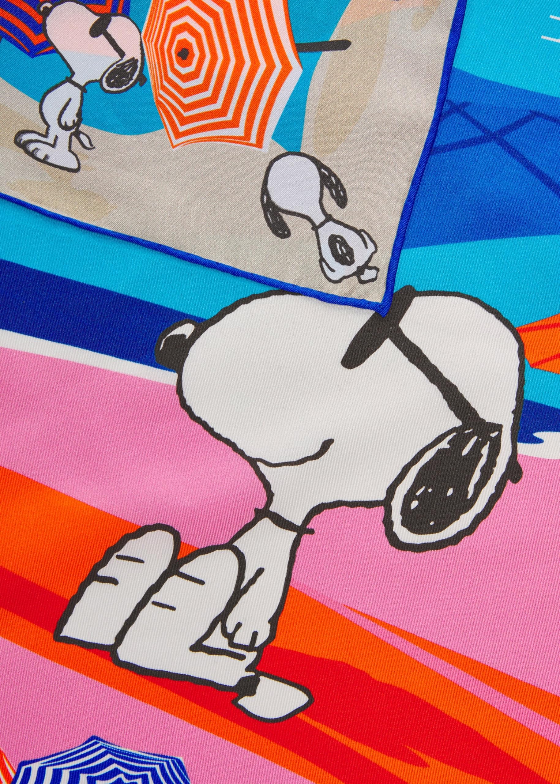 CODELLO X Peanuts Seidentuch mit Snoopy-Motiven, Blau-Mehrfarbig