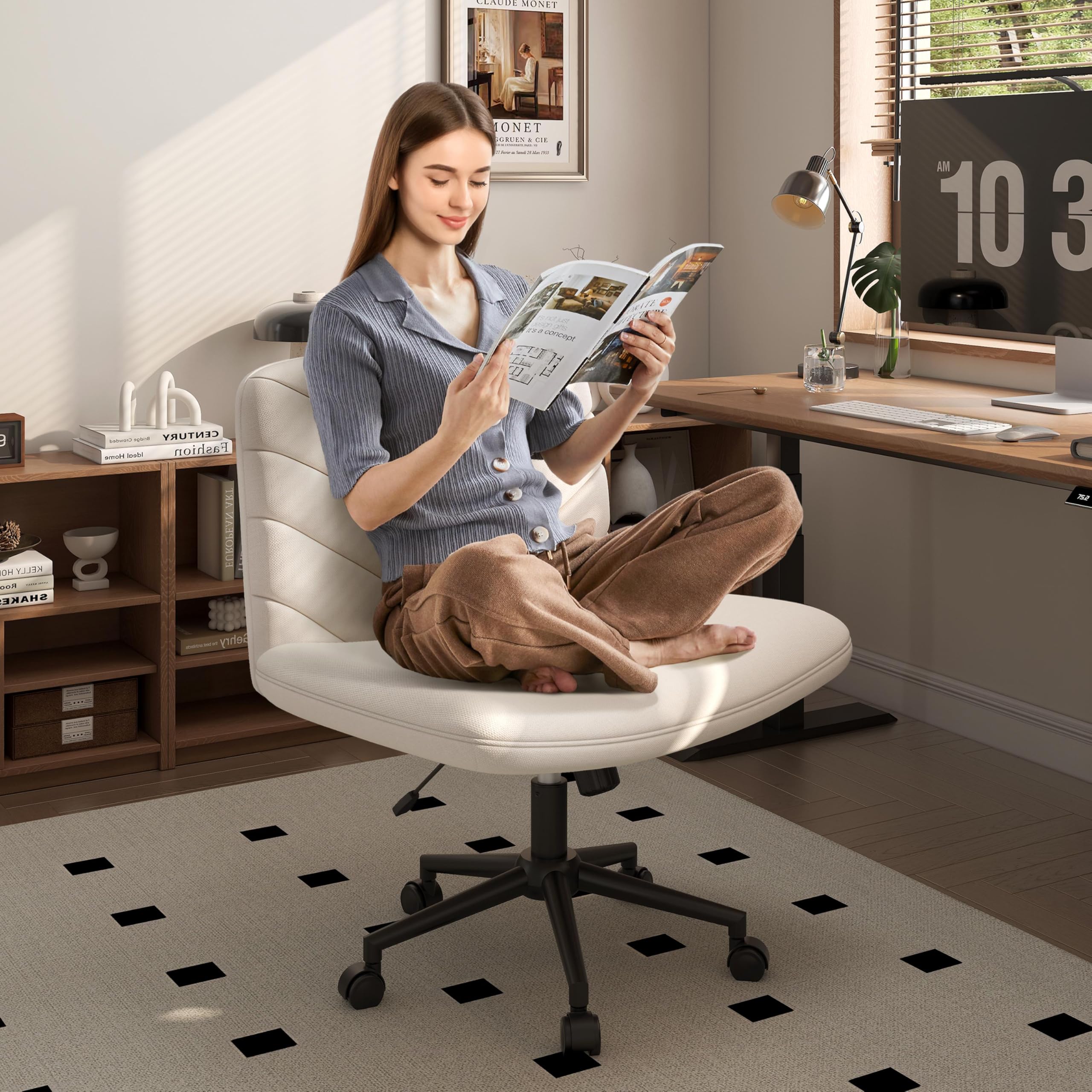 Amazon.com: Yaheetech Wide Criss Cross Legged Office Desk Chair