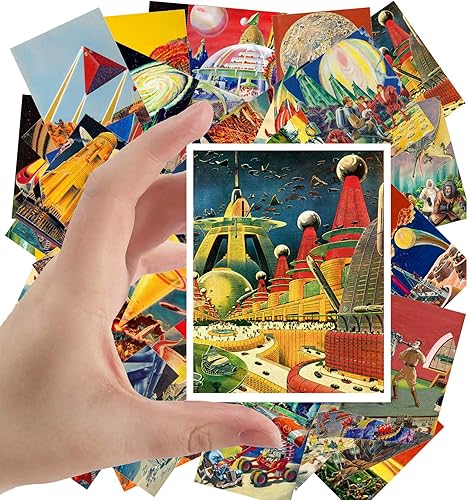Calcomanías grandes (24 piezas de 2.5 x 3.5 pulgadas) SciFi Vintage Comic Book Art Fiction