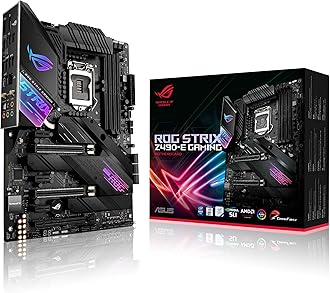 ASUSROG Strix Z490-E Gaming Intel Z490 LGA 1200 ATX Motherboard (16 Power Stages, DDR4 4600, Wi-Fi 6, Intel 2.5 GB Ethernet, Dual M.2 with Heatsinks, USB 3.2 Gen 2, SATA and AURA Sync)