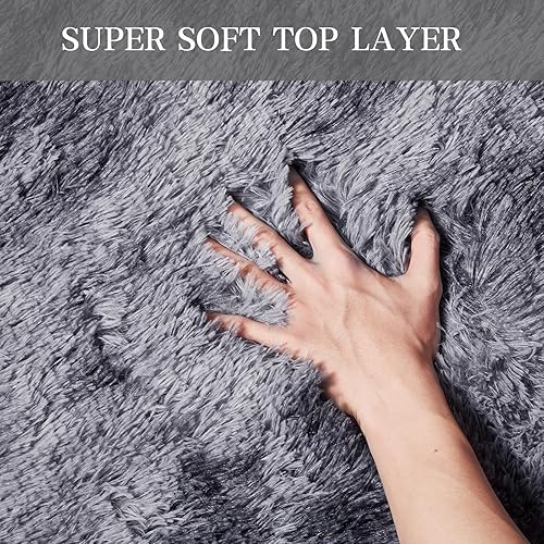 Miniatura 3 de Alfombras de área de pelo largo para sala de estar, 5 x 7 pies, alfombra rectangular acogedora antideslizante, alfombra de interior para niños y