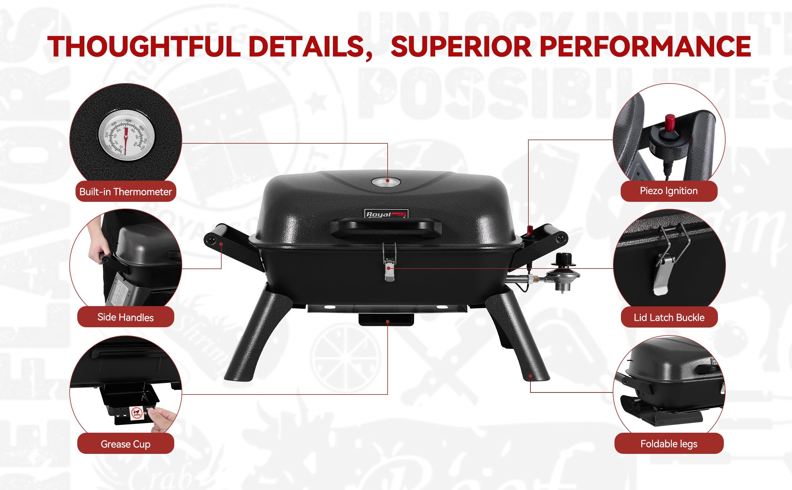Amazon.com: Royal Gourmet GT2006 Portable Tabletop Gas Grill with