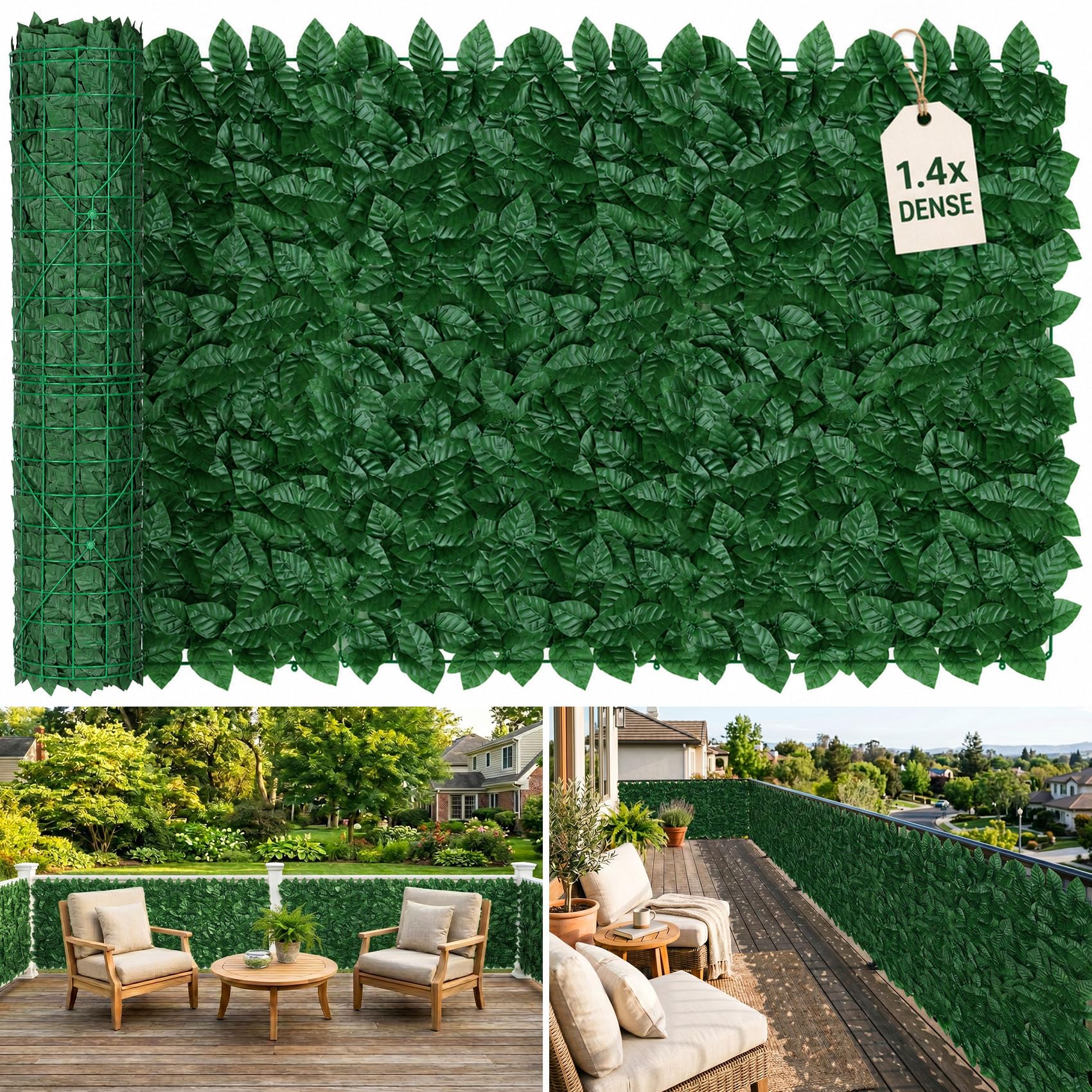 1.4X Denser Artificial Ivy Privacy Fence