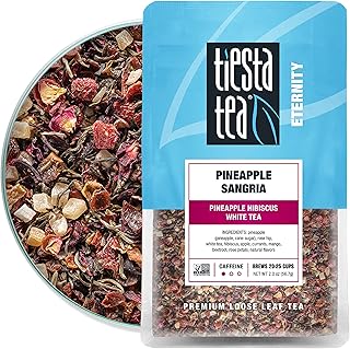 Tiesta Tea - Pineapple Sangria, Loose Leaf Pineapple Hibiscus White Tea, Low Caffeine, Hot & Iced Tea, 2 oz Pouch - 25 Cups, Natural Flavored, White Tea Loose Leaf