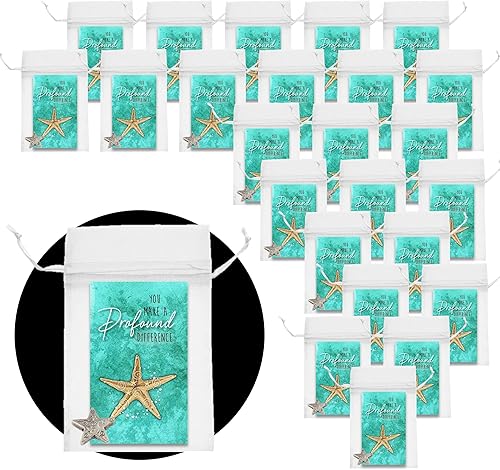 Miniatura 4 de Smiling Wisdom - 25 juegos de regalo a granel - Mini tarjetas de apreciación de la historia de estrellas de mar que marcan una profunda diferencia -